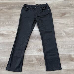 Nudie Jeans Thin Finn Back 2 Black Jeans Waxed Organic Cotton ACTUAL SIZE 32x30